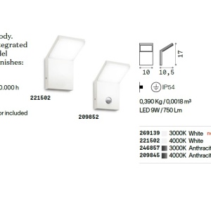 Aplica de exterior cu protectie IP54 STYLE AP SENSOR BIANCO 3000K 93307 universul-luminii.ro