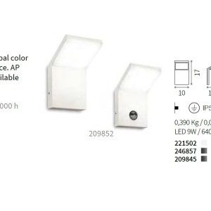 Aplica de exterior cu protectie IP54 STYLE AP SENSOR BIANCO 4000K 209852 IDL 82537 universul-luminii.ro