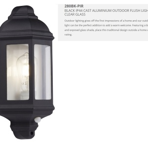 Aplica de exterior cu senzor de miscare Outdoor 280BK-PIR SRT 75347 universul-luminii.ro