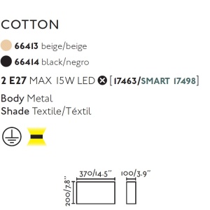Aplica de perete ambientala design modern COTTON Square 2L bej 84127 universul-luminii.ro