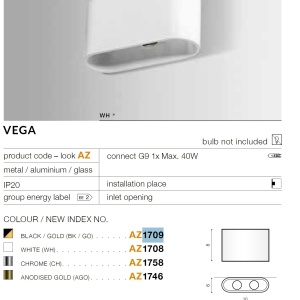 Aplica de perete ambientala VEGA negru/auriu 70777 universul-luminii.ro