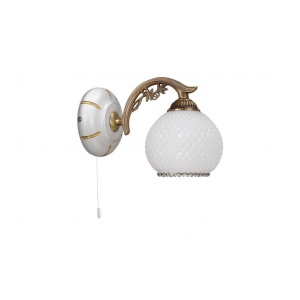 Aplica de perete clasic design italian din alama, sticla si lemn 8605 RA-A. 8605/1