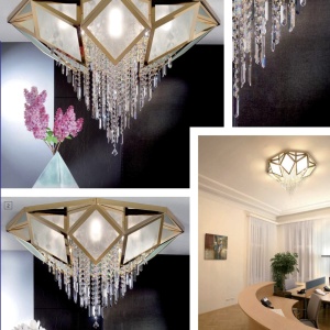 Aplica de perete cristal Swarovski Spectra design de lux Oktogon 30cm 24K gold plated 198557 universul-luminii.ro