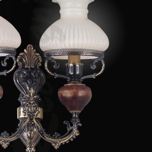 Aplica de perete cu 2 brate design italian din alama cu lemn 634 105587 universul-luminii.ro