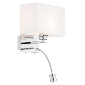 Aplica de perete cu reader LED design elegant HILARY crom/alb