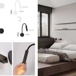 Aplica de perete cu reader LED ideala dormitor Noima negru 238067 universul-luminii.ro