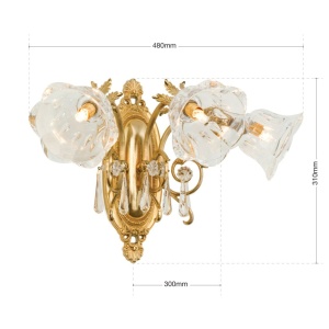 Aplica de perete design clasic LA BOHEME 3L, auriu - Img 3