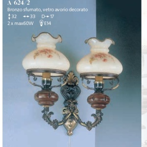 Aplica de perete design italian din alama cu lemn 624 202967 universul-luminii.ro