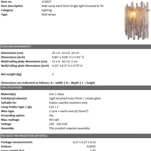 Aplica de perete design LUX Roch Single, alama 115647 HZ 198917 universul-luminii.ro