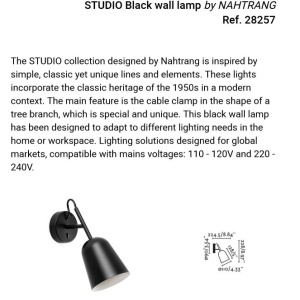 Aplica de perete design modern Studio negru 160907 universul-luminii.ro