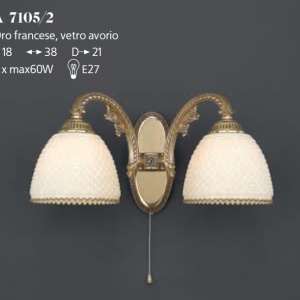 Aplica de perete din alama 2 brate design italian 7105 102337 universul-luminii.ro