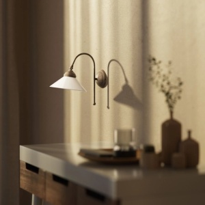 Aplica de perete din alama si sticla design vintage Sofia - Img 12