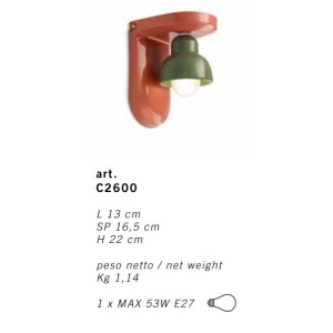 Aplica de perete din ceramica design italian realizata manual BERIMBAU 125777 universul-luminii.ro