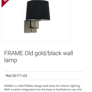 Aplica de perete eleganta design clasic FRAME auriu/negru 91947 universul-luminii.ro