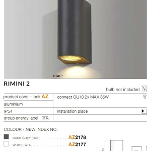 Aplica de perete exterior ambientala IP54 RIMINI 2 gri inchis 46357 universul-luminii.ro