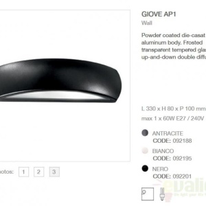 Aplica de perete exterior, cu iluminat up-and-down, IP54, GIOVE AP1 NERO 092201 66827 universul-luminii.ro