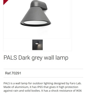 Aplica de perete exterior design modern IP65 PALS gri 92227 universul-luminii.ro