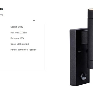 Aplica de perete exterior, dubla cu senzor, IP54 Tin Maxi negru 21519103 NL 44507 universul-luminii.ro