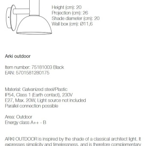 Aplica de perete exterior IP54, Arki 75181003 NL 59887 universul-luminii.ro