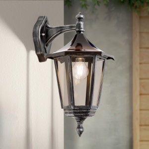 Aplica de perete exterior stil clasic IP43 Hermine AL 11K/82541/A schwarz-silber/abwarts OR