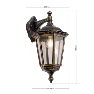 Aplica de perete exterior stil clasic IP43 Puchberg AL 11K/82571 schwarz-gold/rauch OR 631297 universul-luminii.ro