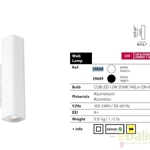Aplica de perete iluminat LED UP-DOWN design modern LISE neagra 29889 51327 universul-luminii.ro