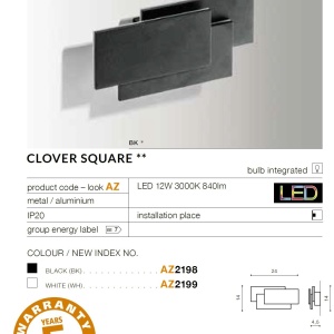 Aplica de perete LED ambientala CLOVER SQUARE neagra - Img 5