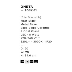 Aplica de perete LED decorativa ceramica Alb, Bej, ONETA 244887 universul-luminii.ro