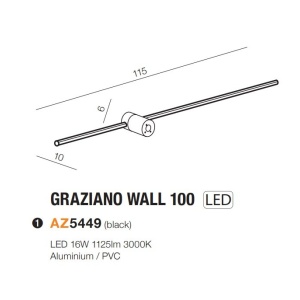Aplica de perete LED design liniar GRAZIANO WALL 100 BK 56027 universul-luminii.ro