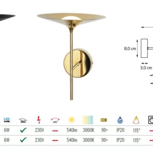 Aplica de perete LED design modern HANA auriu - Img 3
