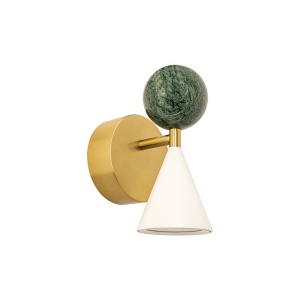Aplica de perete LED metal auriu, marmura verde Mara