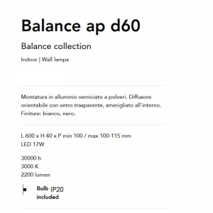 Aplica de perete Led orientabila Balance ap d60 alba 142917 universul-luminii.ro