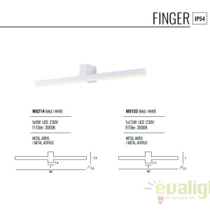 Aplica de perete LED pentru oglinda baie, IP54 FINGER W0214 MX 176177 universul-luminii.ro