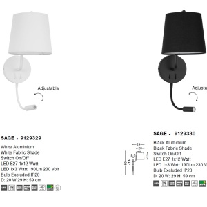 Aplica de perete moderna cu reader LED Sage alba NVL-9129329 77127 universul-luminii.ro