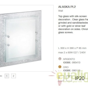 Aplica de perete,Plafonier dim. 30x38cm ALASKA PL2 argintiu 093413 43247 universul-luminii.ro
