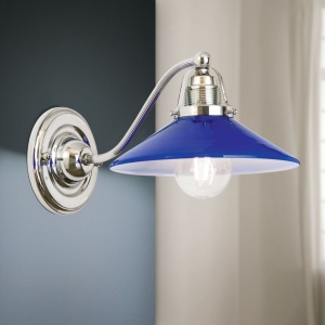 Aplica de perete rustica realizata manual ARTDESIGN, crom/ albastru-cobalt 241617 universul-luminii.ro