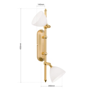 Aplica de perete sau tavan design modern OPALDESIGN 2L, auriu mat - Img 7