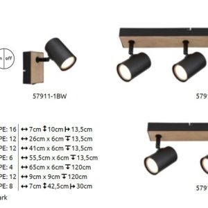 Aplica de perete / tavan 2L design industrial Robby negru, maro 221567 universul-luminii.ro