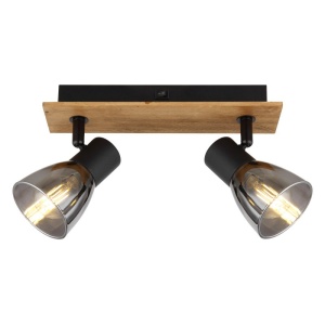 Aplica de perete / tavan cu 2 spoturi directionabile design modern CLAUDE negru, maro 210667 universul-luminii.ro