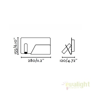 Aplica de perete ultra moderna / Lampa cu reader LED SUAU USB gri dormitor dreapta 62123 60767 universul-luminii.ro