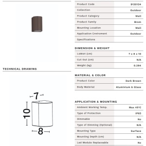 Aplica exterior 1xGU10, IP65 BROM maro inchis - Img 4