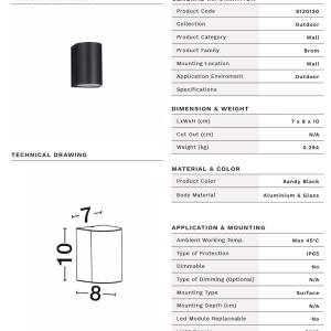 Aplica exterior 1xGU10, IP65 BROM negru - Img 9