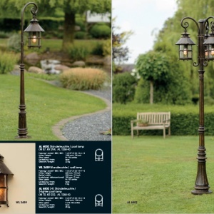Aplica iluminat exterior design medieval cu felinar rotund si acoperis nituit, din fier forjat, WL 3003 181857 universul-luminii.ro