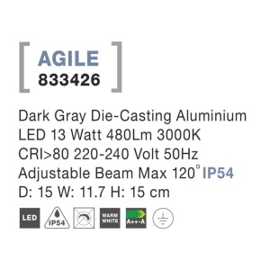 Aplica LED ambientala de exterior IP54 AGILE NVL-833426 79427 universul-luminii.ro