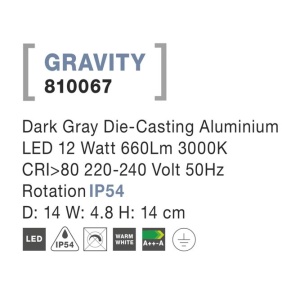 Aplica LED ambientala de exterior IP54 GRAVITY NVL-810067 79467 universul-luminii.ro