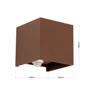 Aplica LED de exterior cu senzor de miscare IP54 CUBE-S corten - Img 6