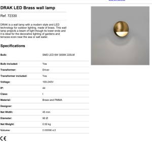 Aplica LED de exterior decorativa IP44 DRAK alama 82667 universul-luminii.ro
