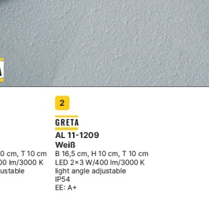 Aplica LED de exterior design modern ambiental IP54 GRETA alba 200237 universul-luminii.ro