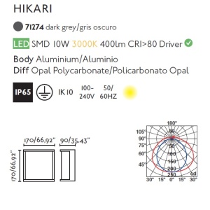 Aplica LED de exterior design modern IP65 HIKARI 64827 universul-luminii.ro