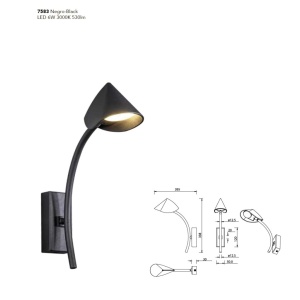 Aplica LED de perete design modern CAPUCCINA negru 132237 universul-luminii.ro